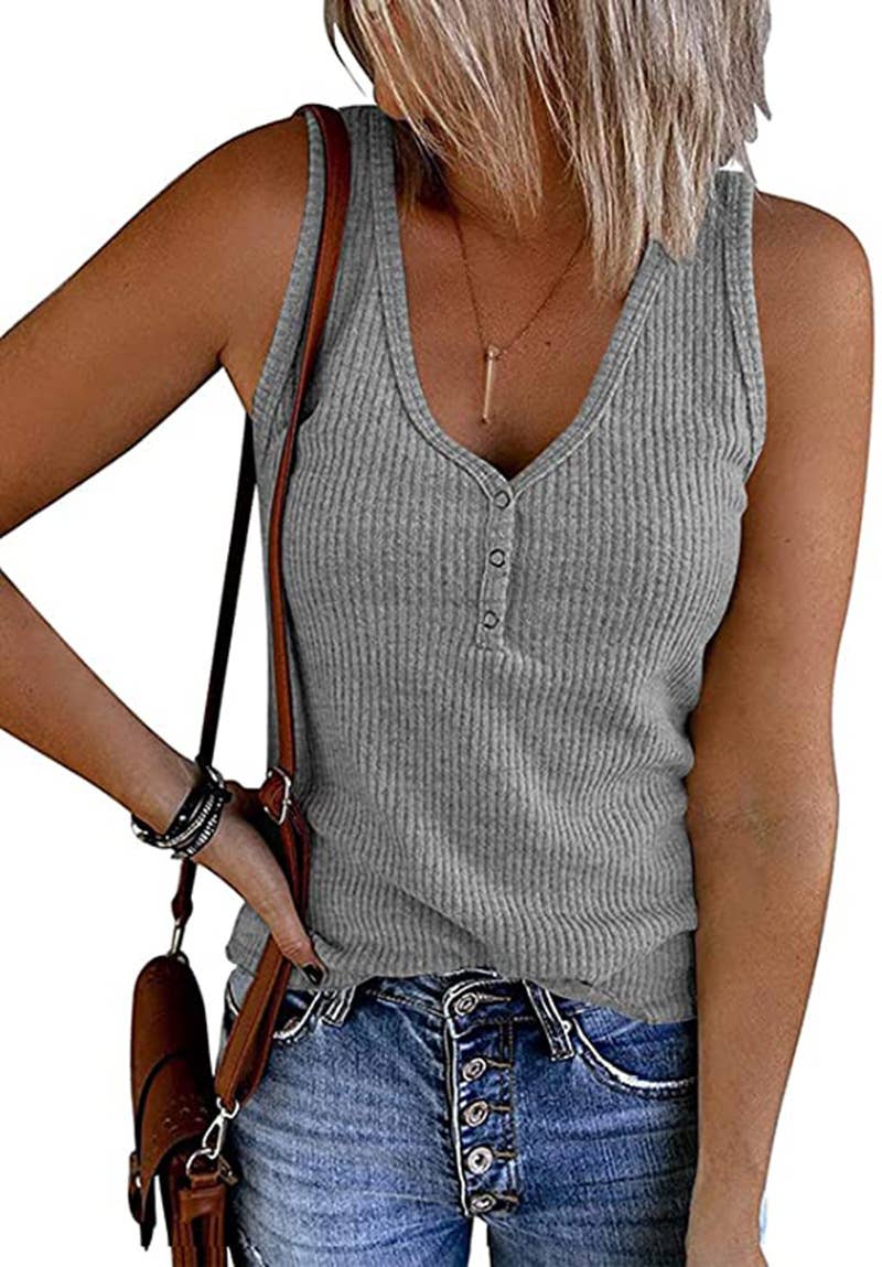 SOLID COLOR V-NECK BREASTED SLIM-FIT KNIT VEST