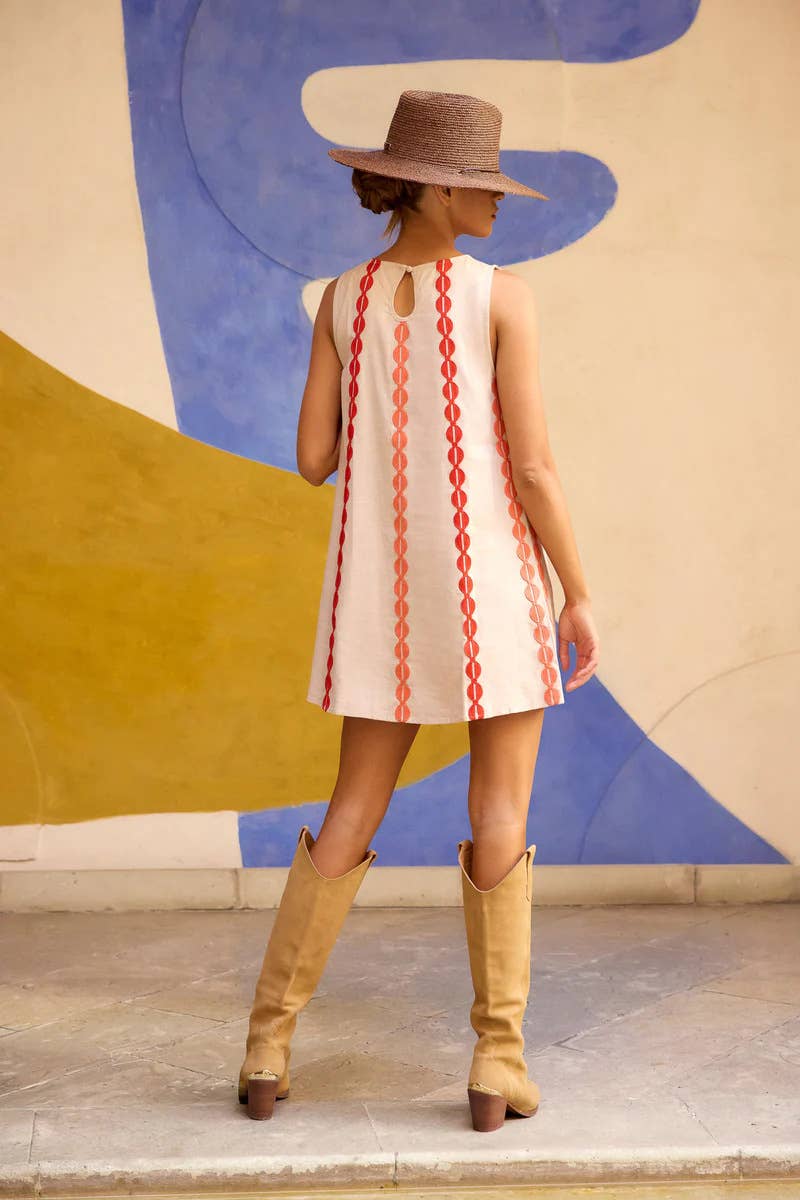 Round-neck pullover printed casual short dress