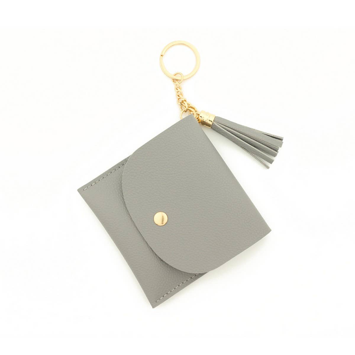 Solid PU Card Wallet with Tassel & Keychain_CWAB4965