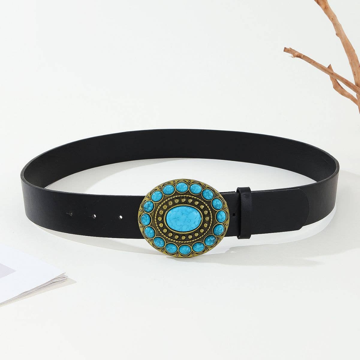 Court imitation blue stone inlaid belt