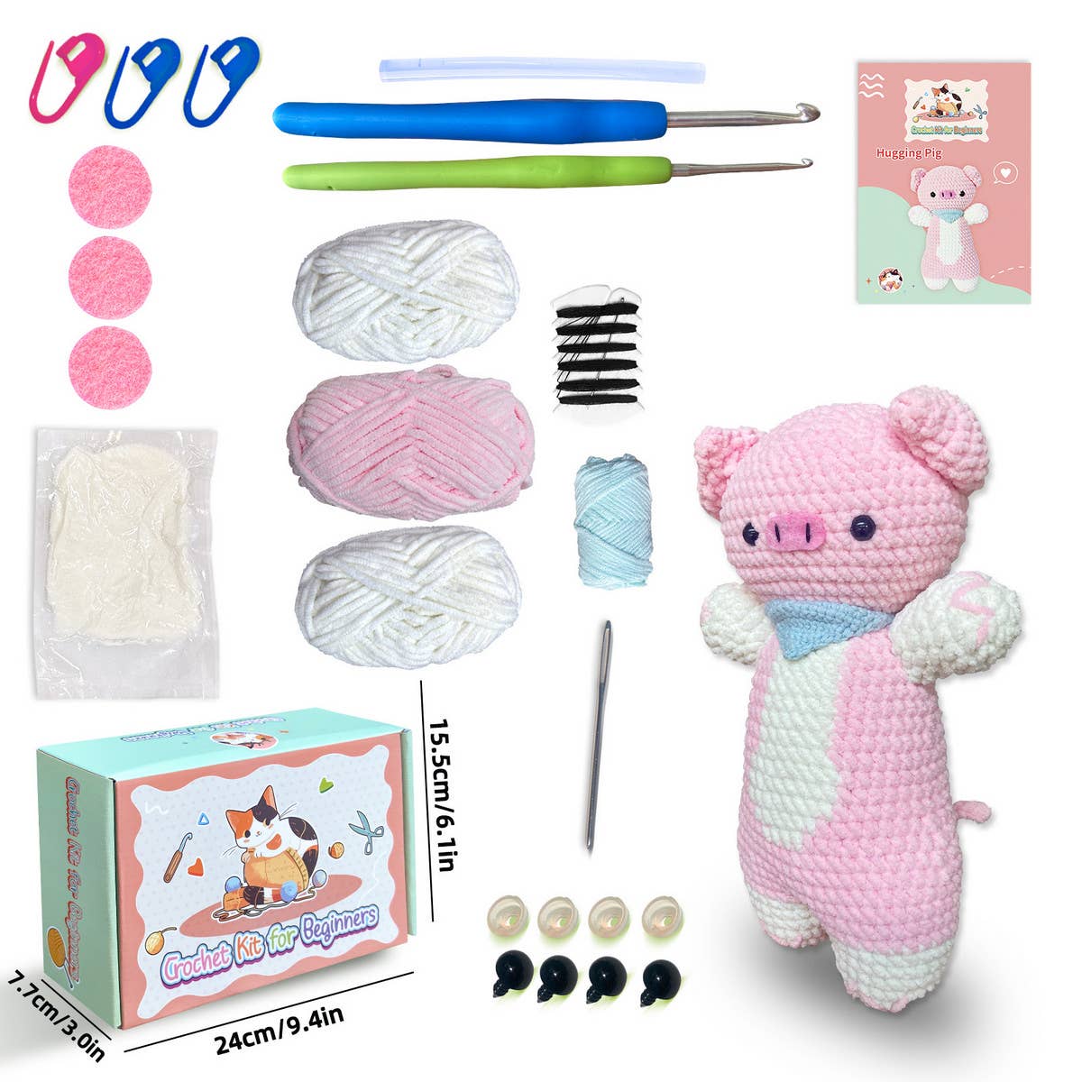 CROCHET PIGLET DOLL MATERIAL KIT