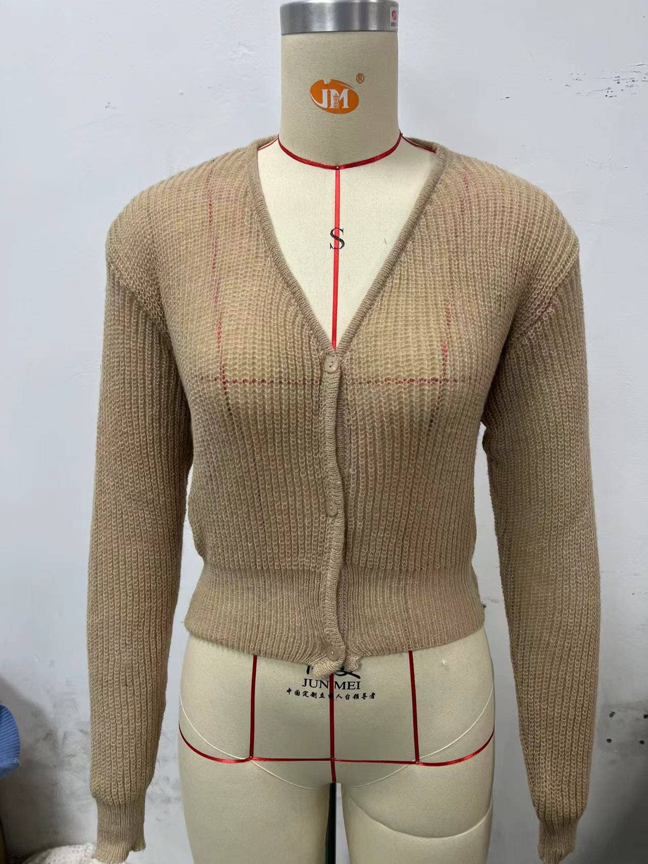 LONG SLEEVE PIT STRIP KNITTED ELASTIC CARDIGAN