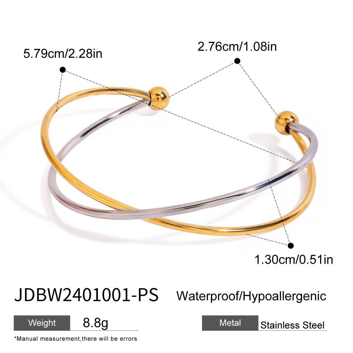 18K Gold & Silver Two-Tone Cross Open Cuff_CWAJE4638