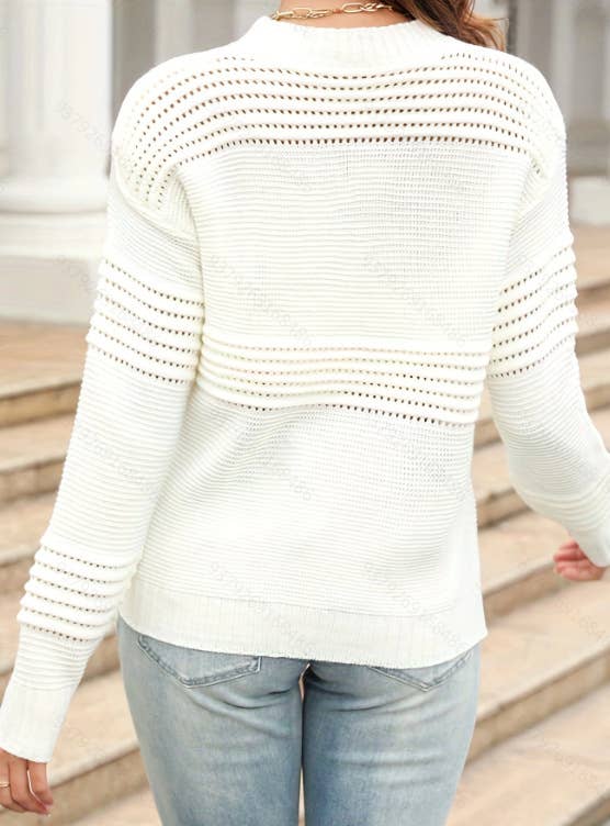 LONG SLEEVE PIT STRIP SOLID COLOR KNIT BASE