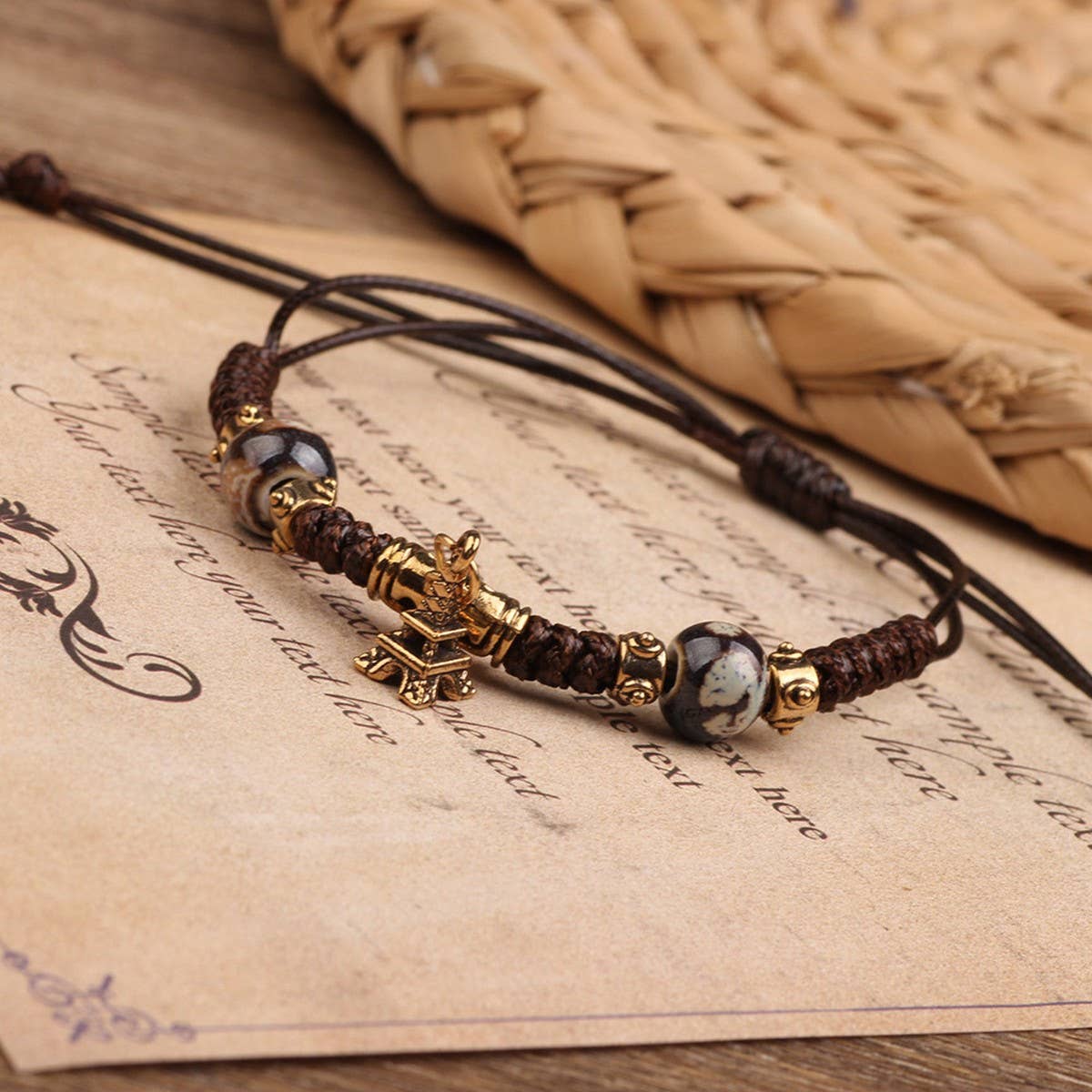 NICHE DESIGN VINTAGE CERAMIC BRAIDED BRACELET_CWAJE3972