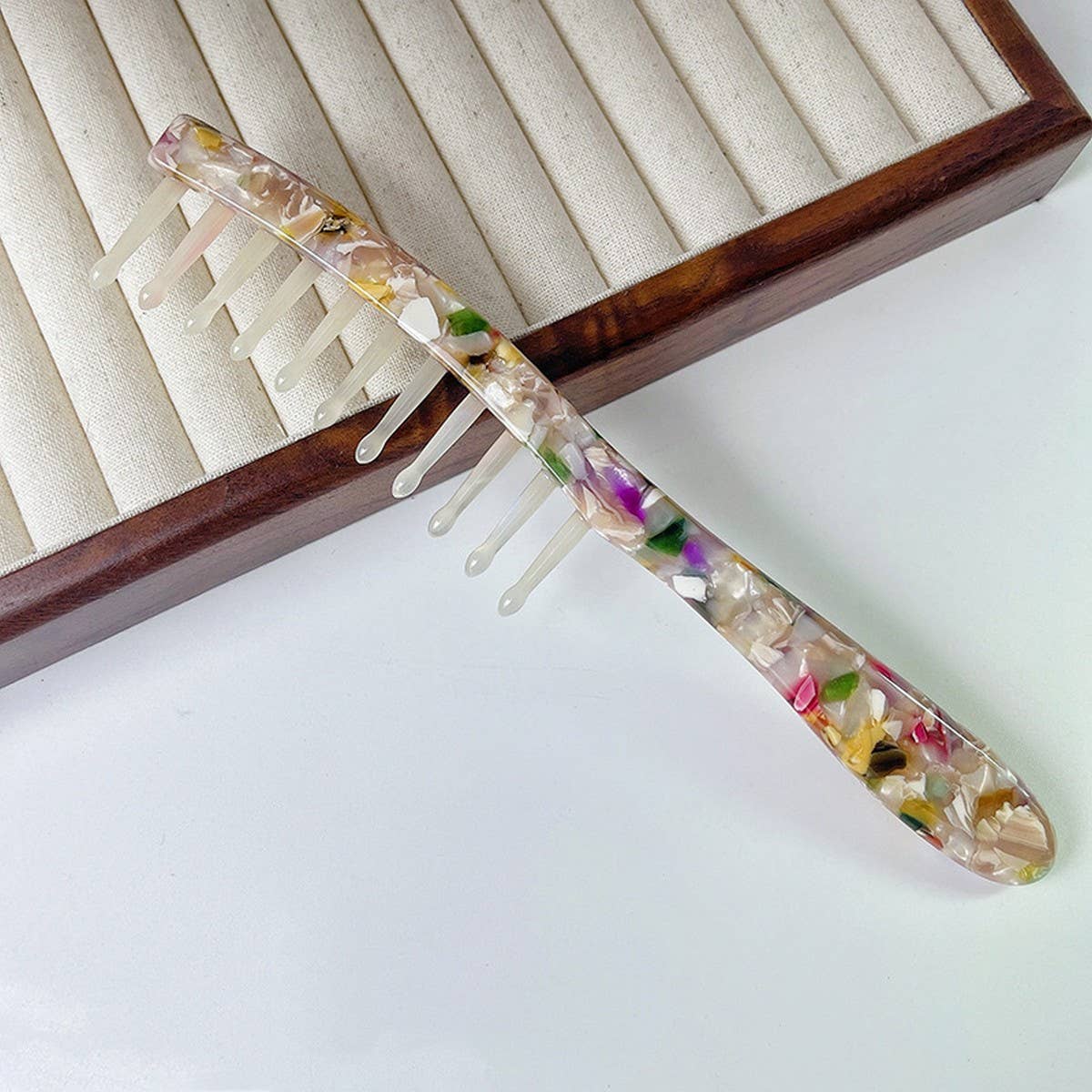Vintage Wide Tooth Acetate Comb for Curly Hair