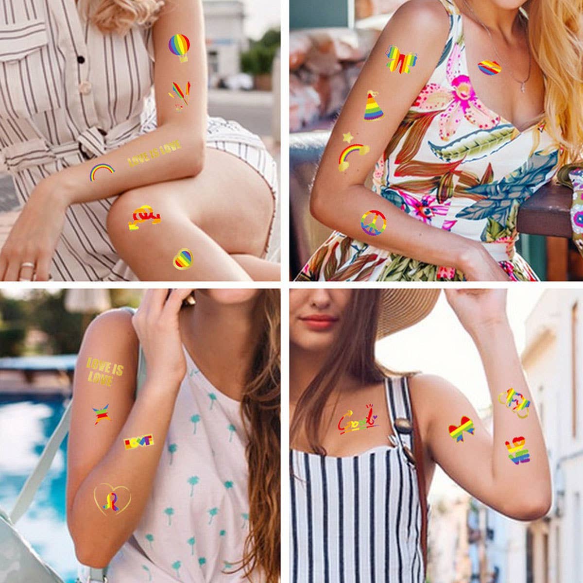 Rainbow Pride Tattoos ??Heart & Metallic Stickers_CWMM8238
