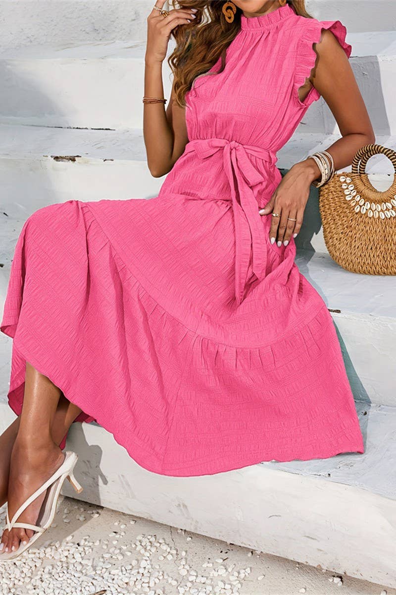 CWDMD5055_SUMMER ROMANTIC RUFFLE LONG LAYERED CAKE DRESS