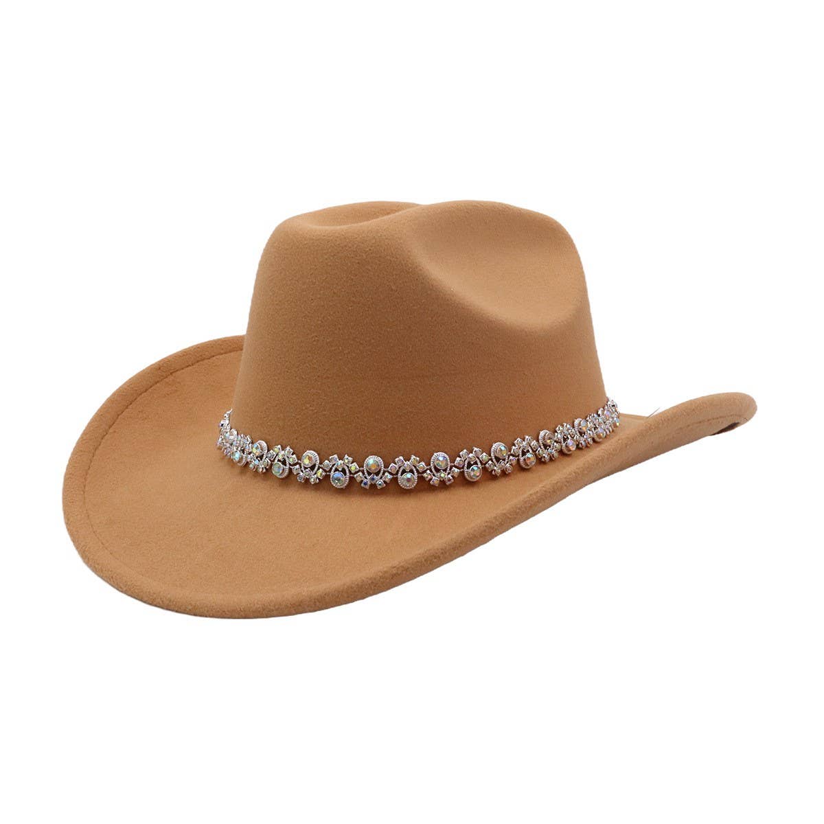 Festival White Felt Cowboy Hat with Sparkle Trim_CWAH04458