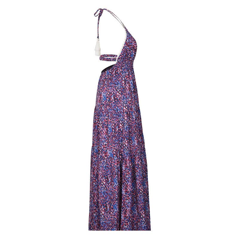 Split floral halter dress