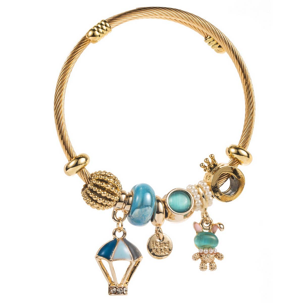 Rhinestone Balloon & Bunny Alloy Bracelet