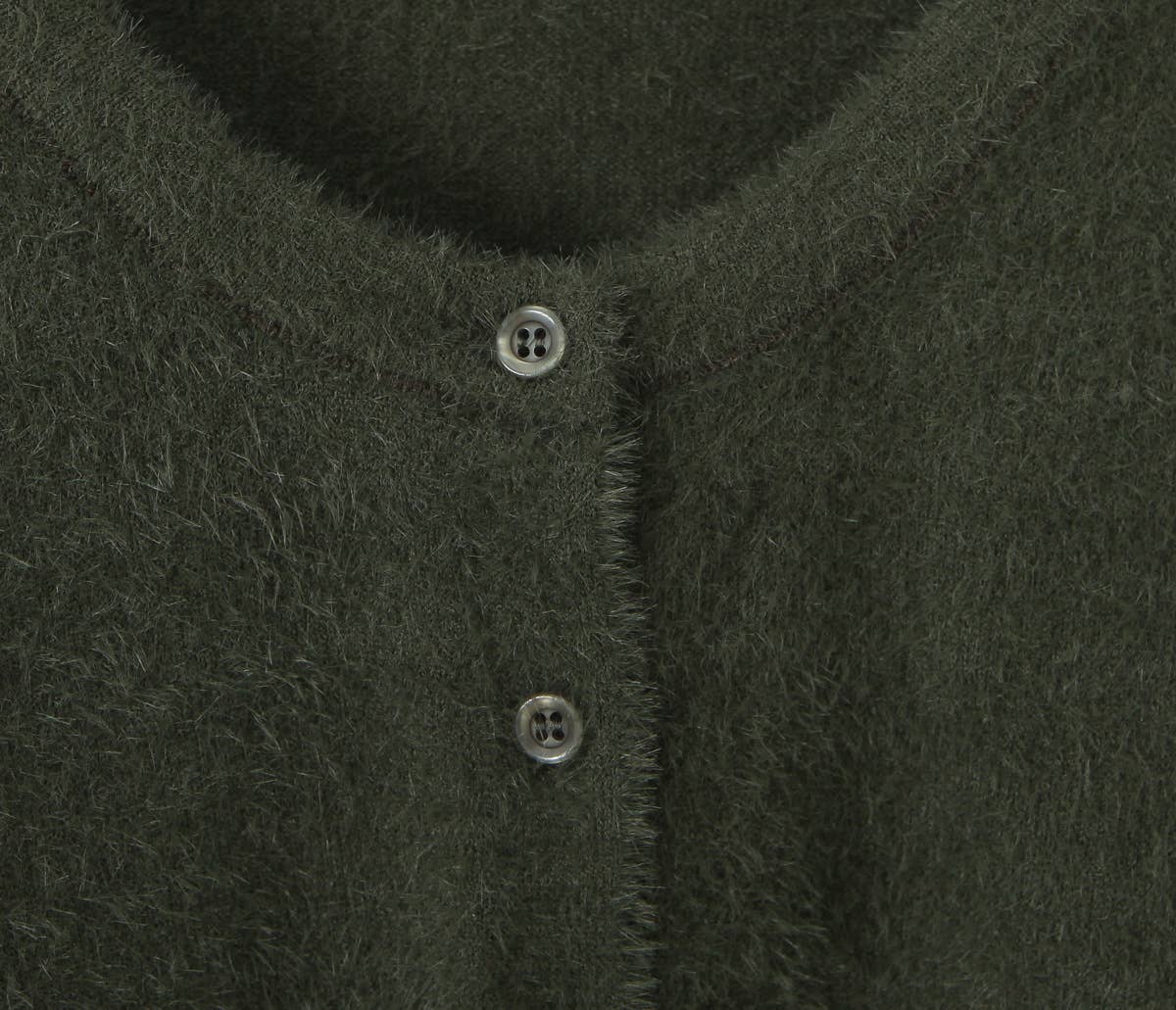 SINGLE BREASTED ROUND NECK MOHAIR KNIT CARDIGAN