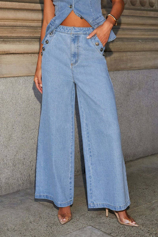 CWJP0589_SOLID LOOSE FIT FASHION WIDE LEG JEANS