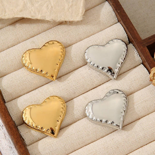 GOLDEN HEART 18K GOLD STAINLESS STEEL EARRINGS