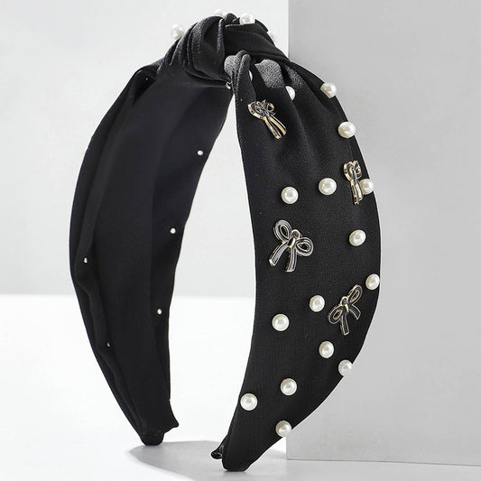 SOLID COLOR PEARL BOW KNOTTED WIDE BRIM HEADBAND_CWAHA2606