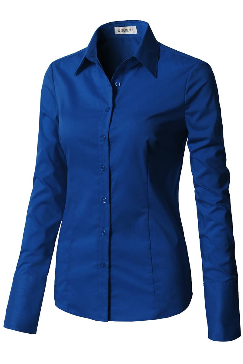 LADIES CASUAL LONG SLEEVE BUTTON UP SHIRT_CWTDSL027