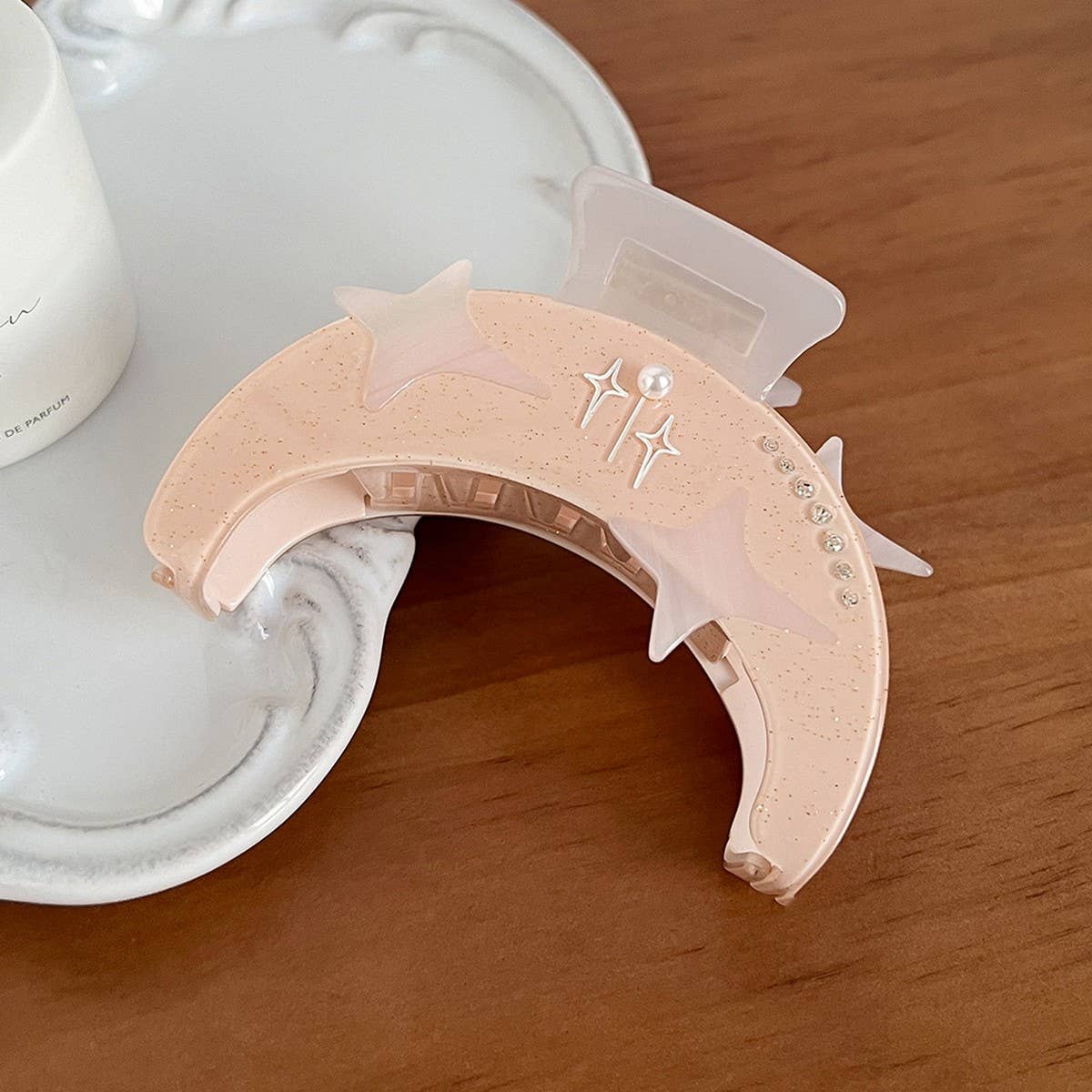 Star & Moon Rhinestone Hair Claw Acetate Clip_CWAHA5821