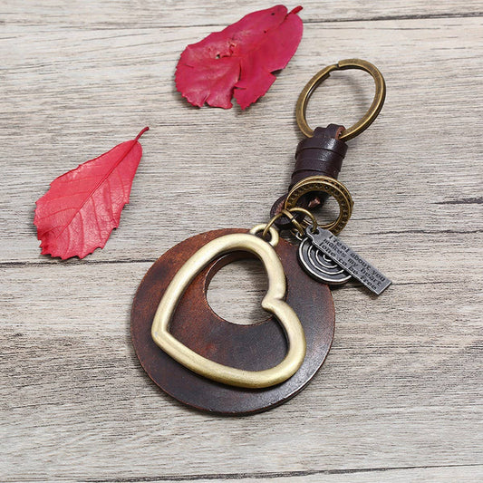 NEW RETRO STYLE LOG HEART PENDANT KEYCHAIN