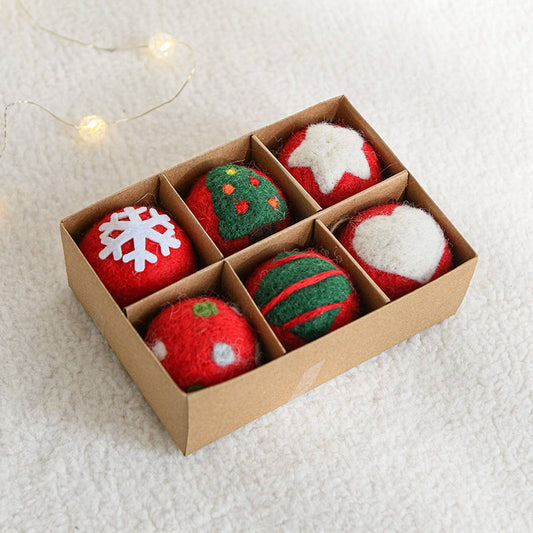 Wool Felt Snowflake Balls Xmas Tree Decor Set_CWMM9784