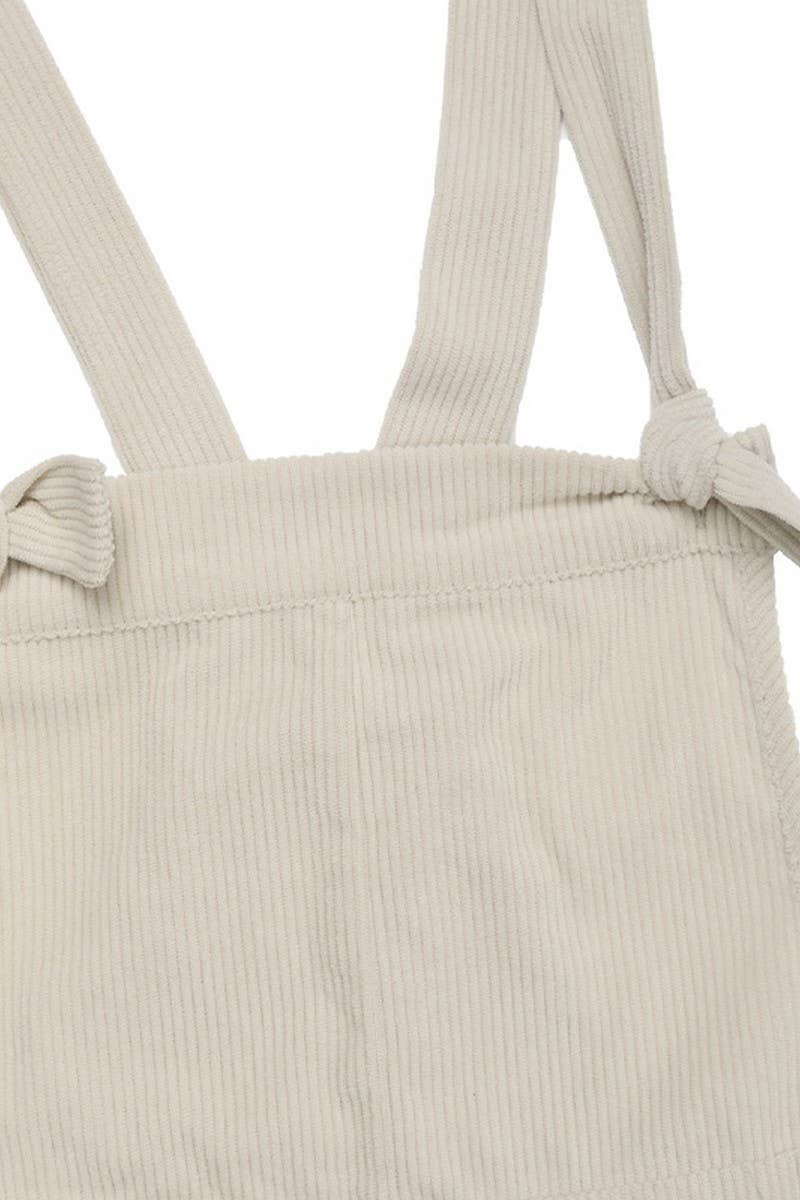 CWSJS0859_CASUAL LACE-UP SOLID COLOR OVERALLS