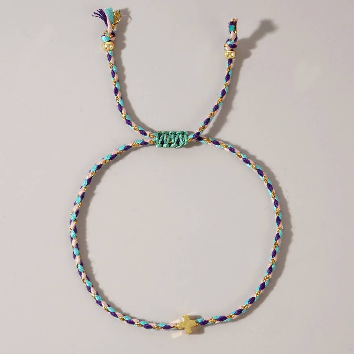 DIY HANDMADE FOUR-COLOR COTTON CROSS BRACELET