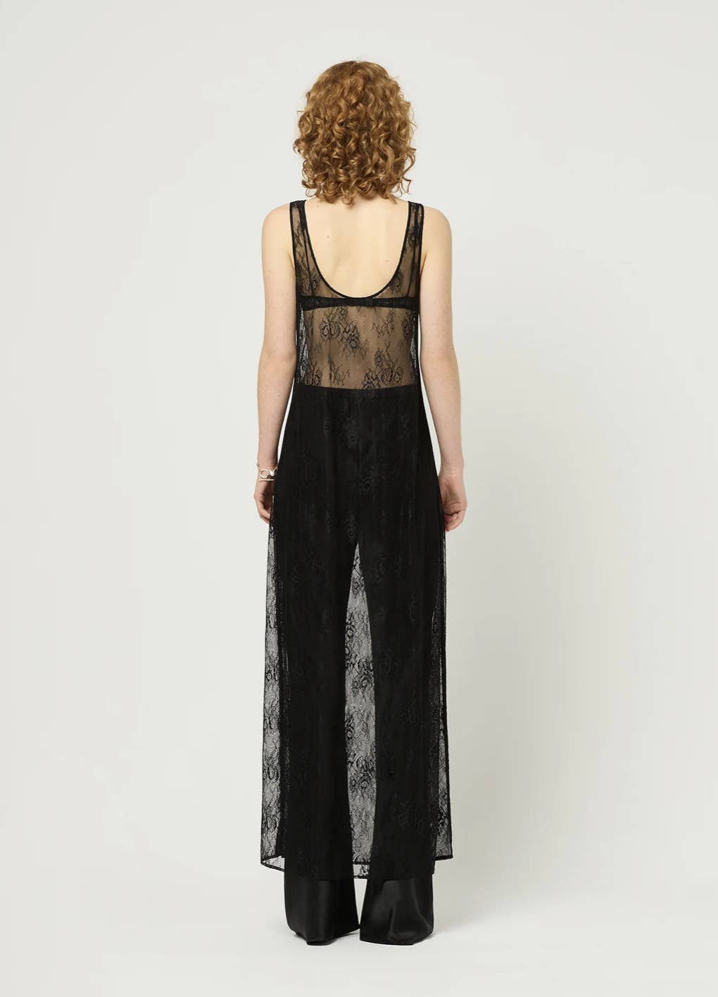 Sexy see-through lace blouse dress with cutout