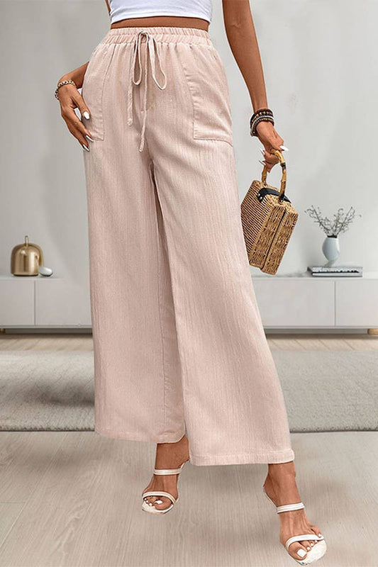 CWBLP0804_CASUAL ELASTIC HIGH WAIST STRAIGHT PANTS