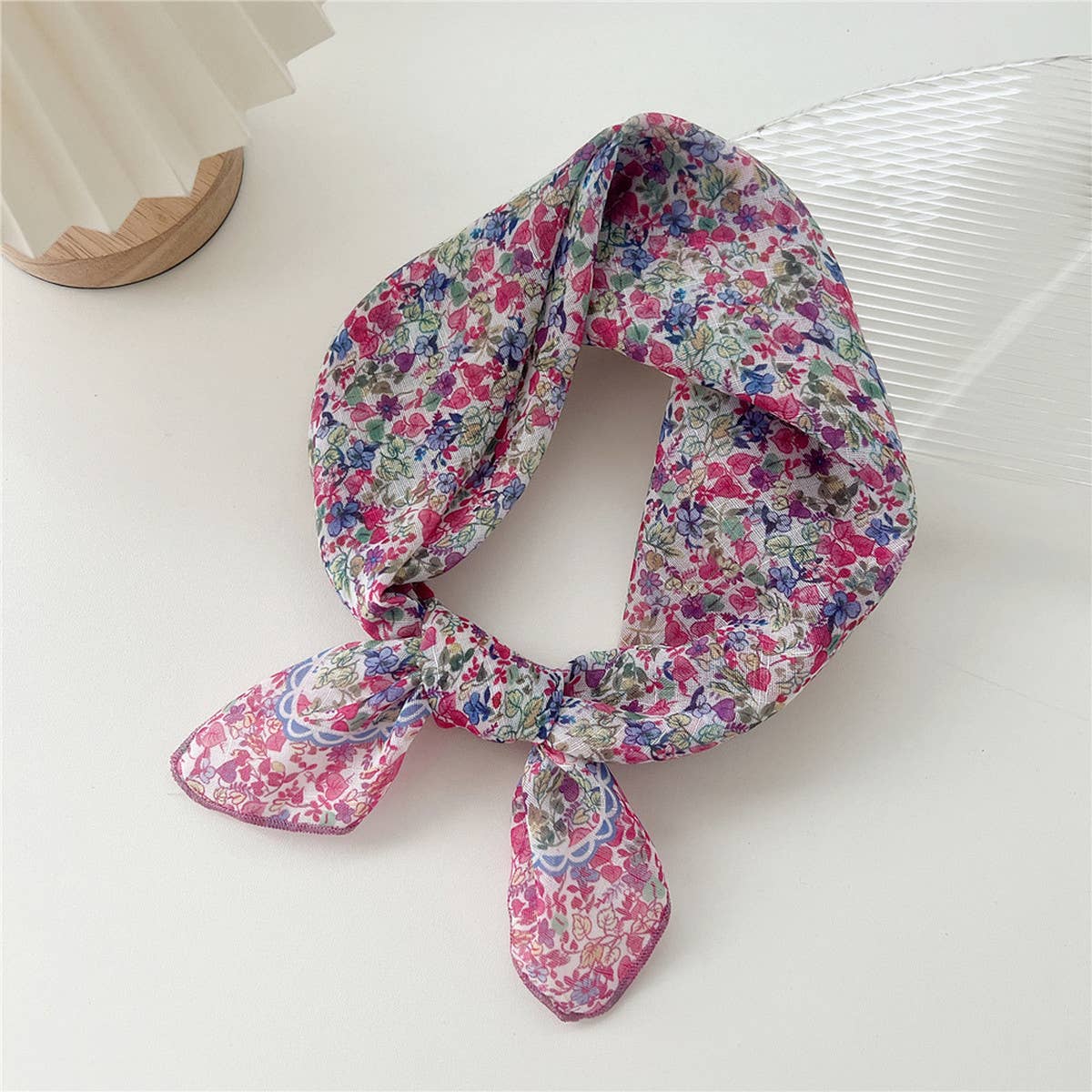 Cotton Linen Square Scarf - Breathable Neck Wrap