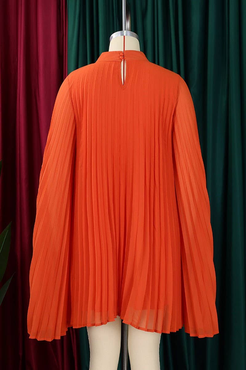 CWDSD3577_PLUS SIZE PULLOVER CAPE SHORT DRESS