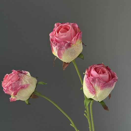 Vintage Burnt Edge Rose Faux Flower Bouquet