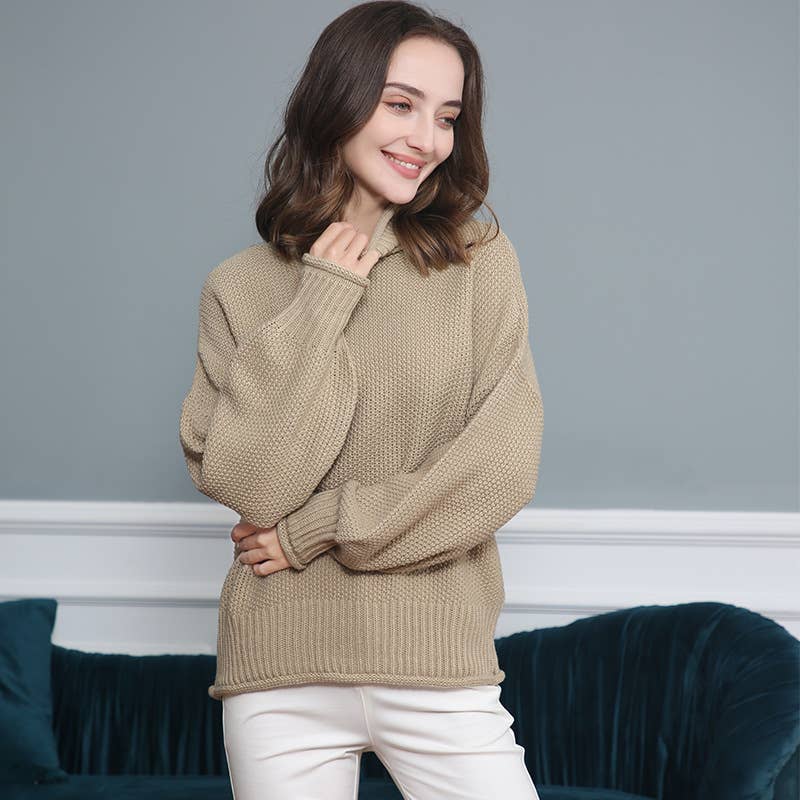 STYLISH CASUAL TURTLENECK SWEATER IN SOLID COLOR