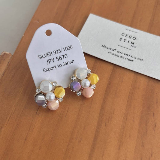 HIGH-END CRYSTAL FLOWER STUD EARRINGS