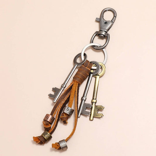VINTAGE STYLE LONG TASSEL LEATHER KEYCHAIN