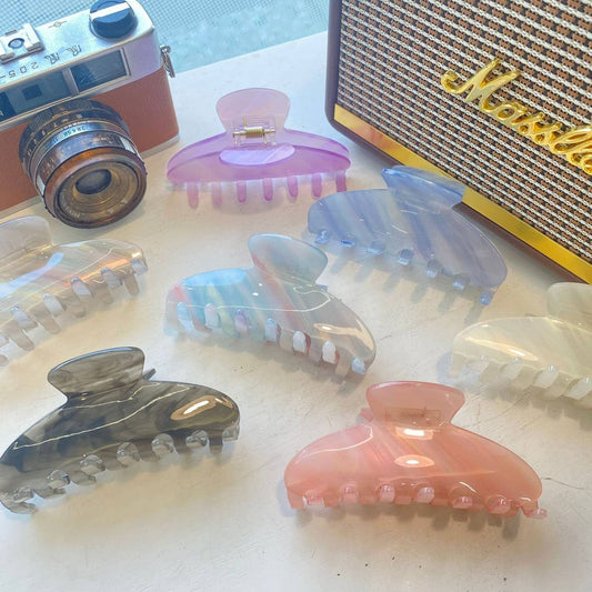 French Ink-Style Hair Claw, Large Jelly Color Clip