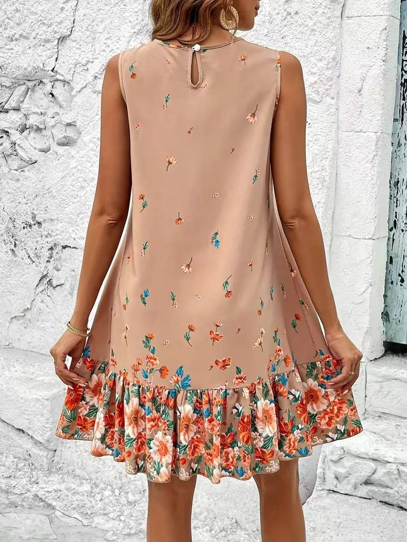 Loose and versatile short-sleeved short dress