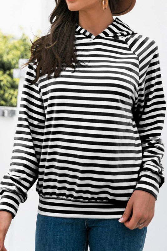 STRIPED CASUAL LONG SLEEVED HOODIE_CWOHOL0506