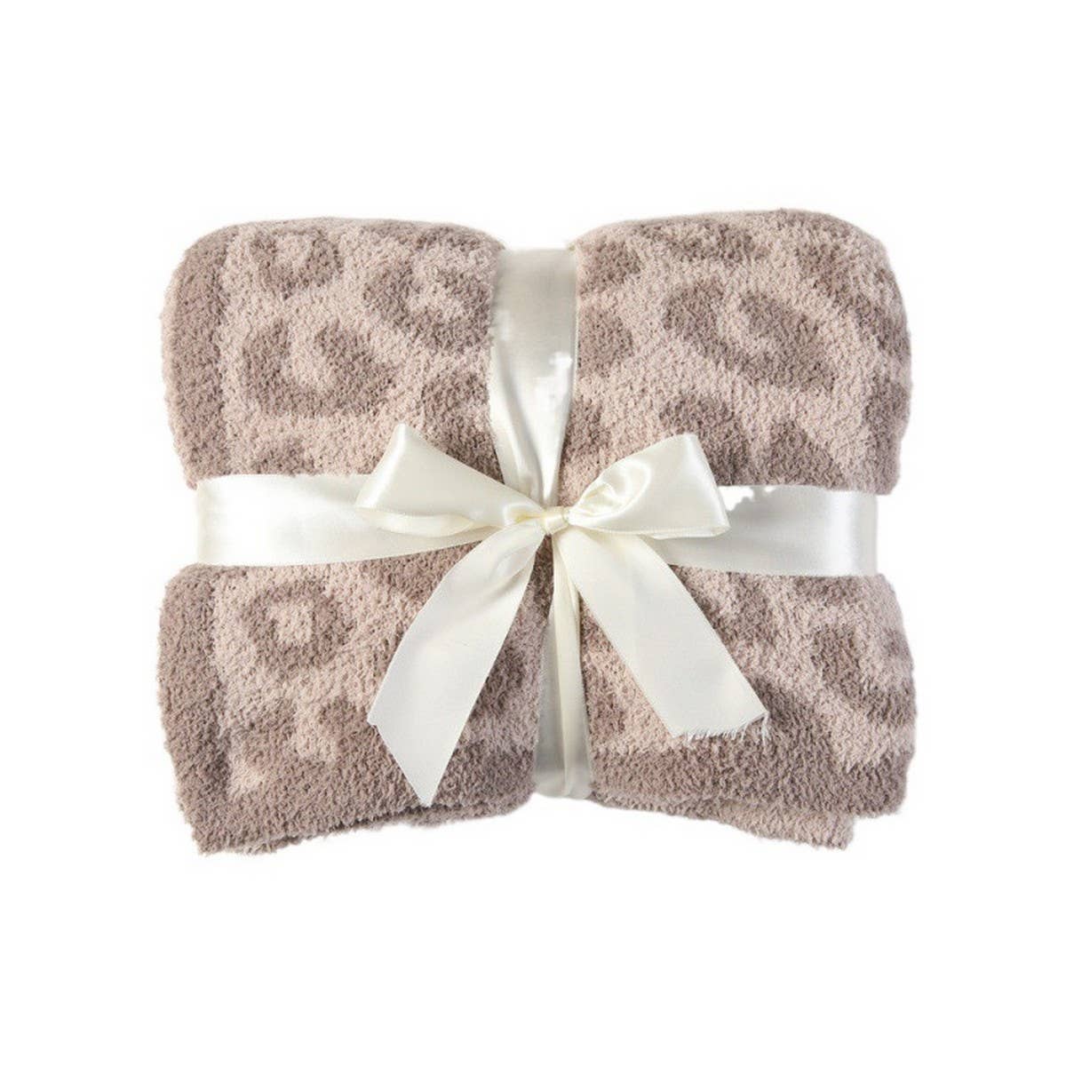 KNITTED LEOPARD PRINT LIGHTWEIGHT SOFA BLANKET