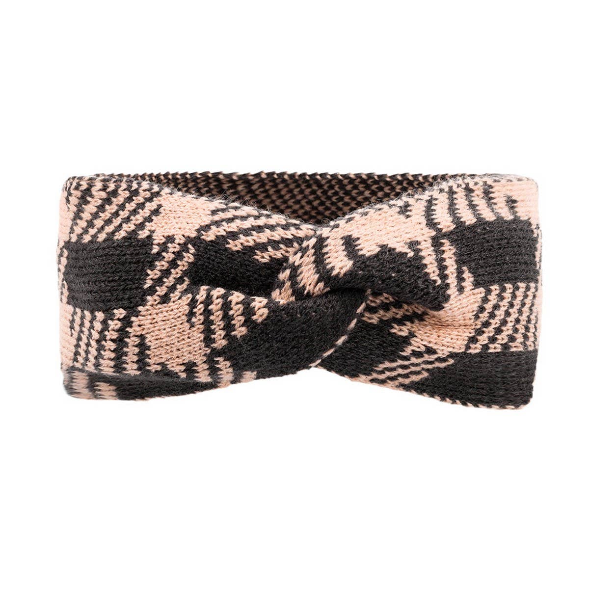 CWAHA07208_ WOMEN PLAID KNIT BOW HEADBAND EAR FOR WOMEN