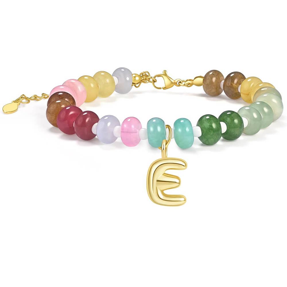26-letter Dopamine-colored natural stone bracelet