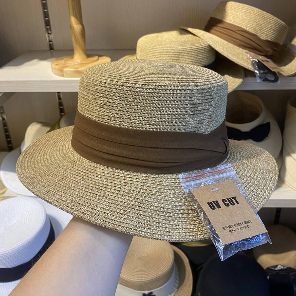 Summer vacation all-match flat top straw hat_CWAH3450