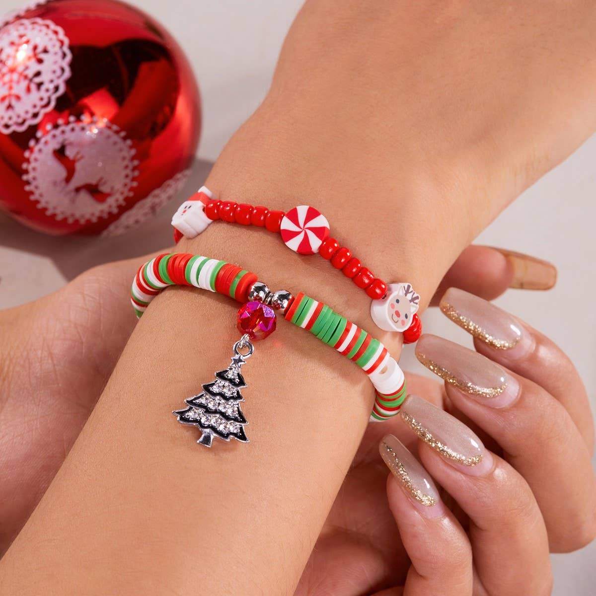 CWAJE2520_CHRISTMAS RICE BEAD SNOWFLAKE BRACELET