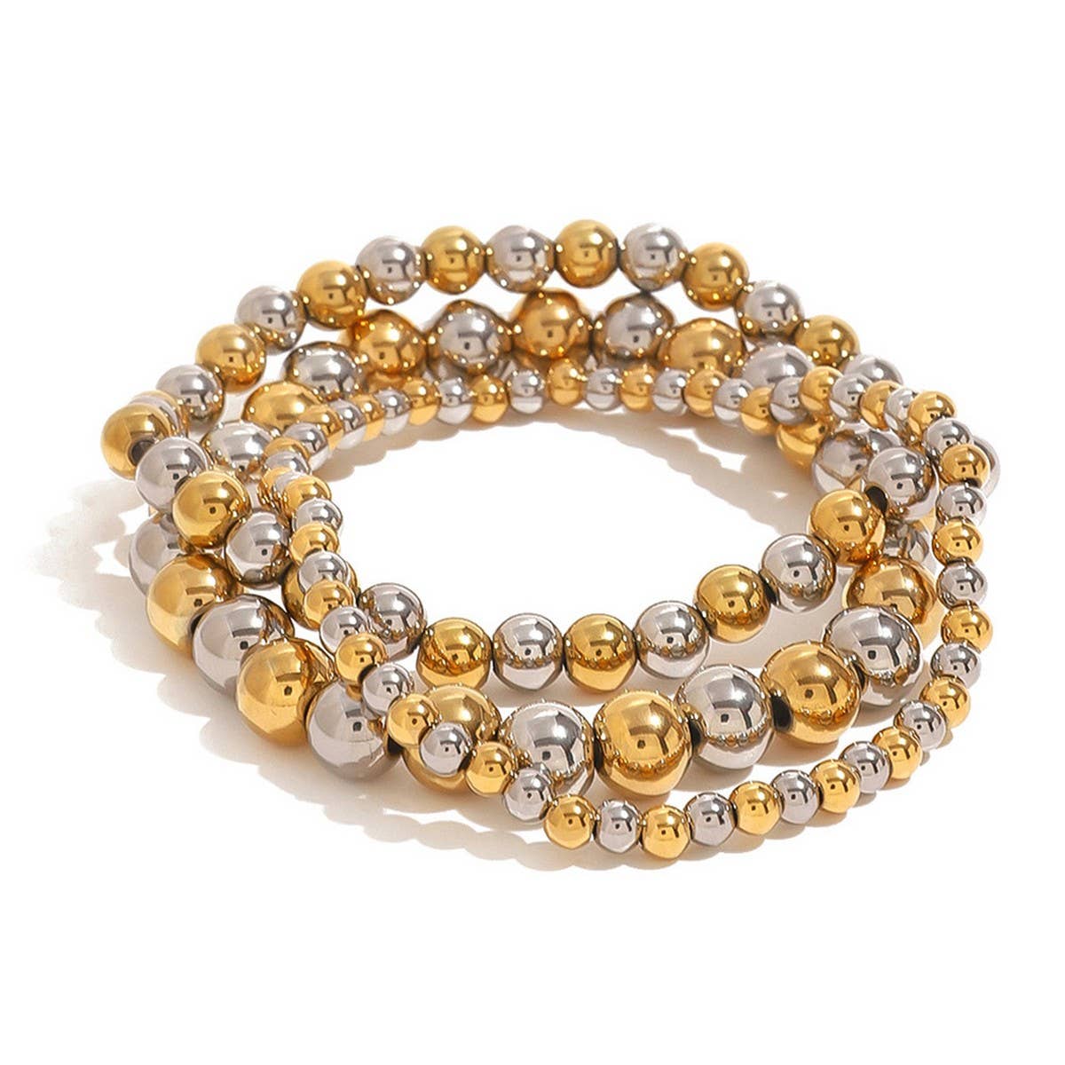 Designer Two-Tone Solid Bead Stretch Bracelet