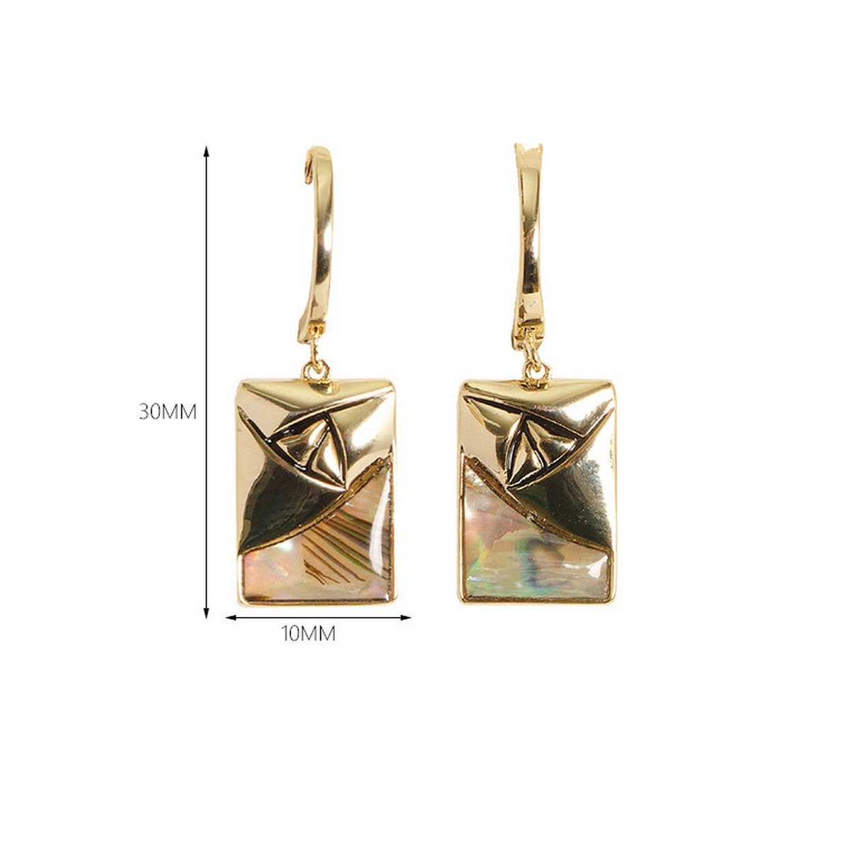 GEOMETRIC RECTANGULAR ABALONE DROP EARRINGS