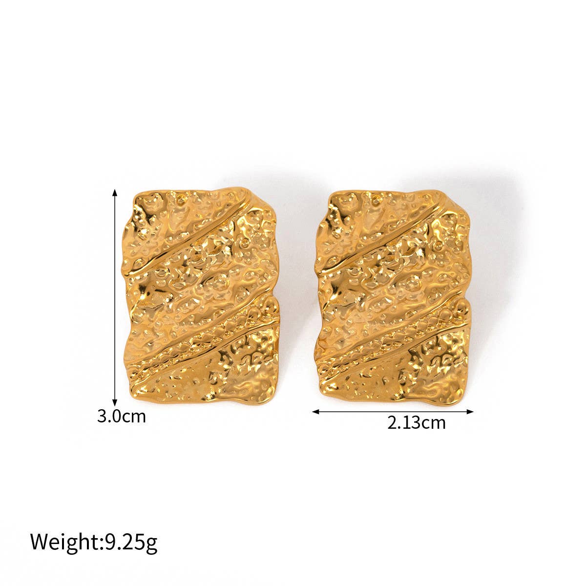 GOLD HAMMERED IRREGULAR EARRINGS_CWAHA0897