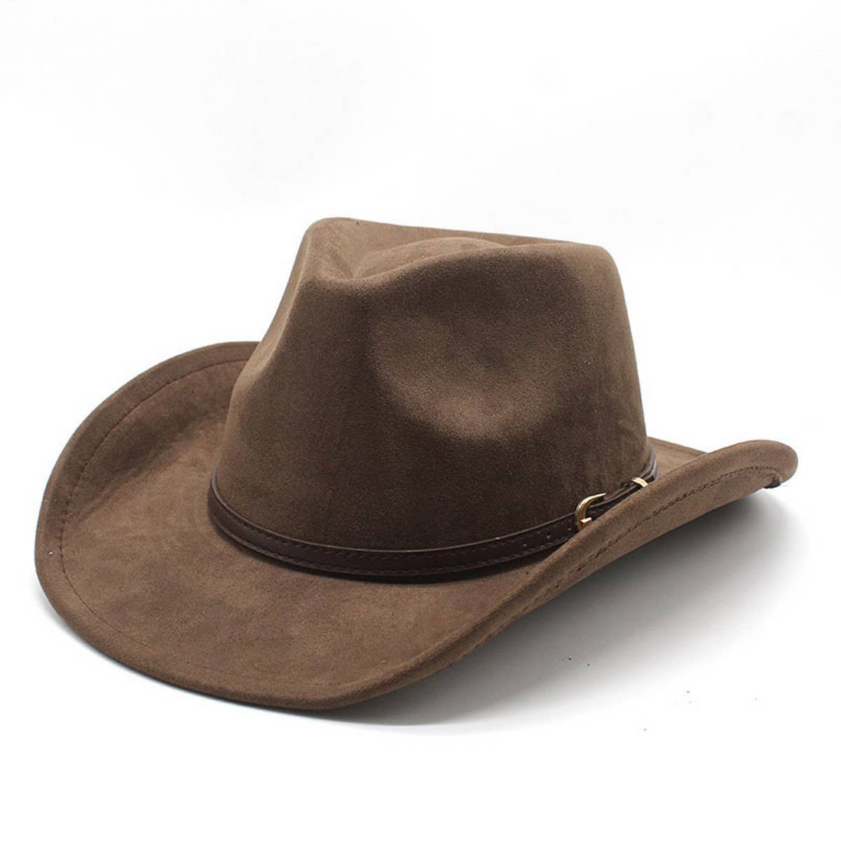 SUEDE HAT WITH LEATHER BELT WESTERN COWBOY HAT_CWAH2513
