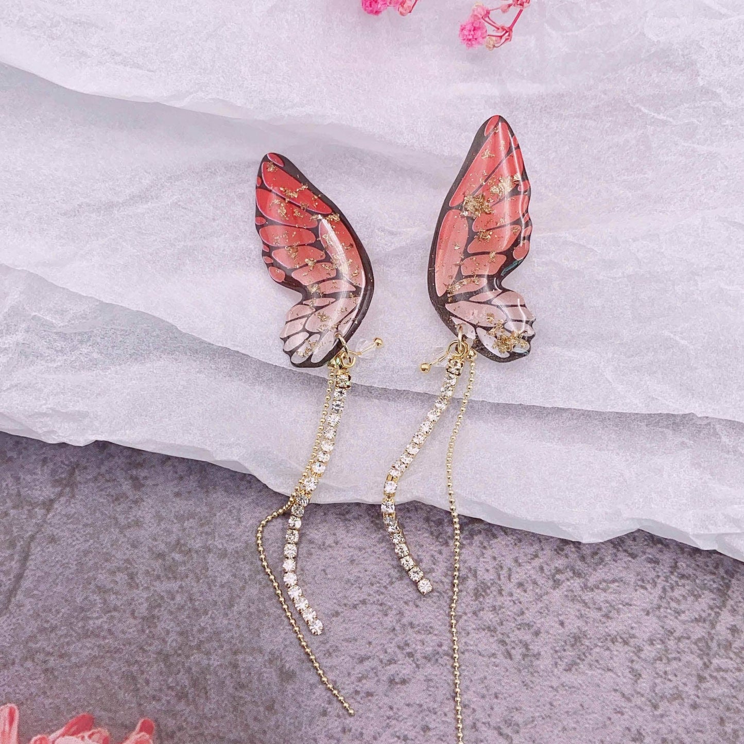 Personalized three-dimensional butterfly earrings