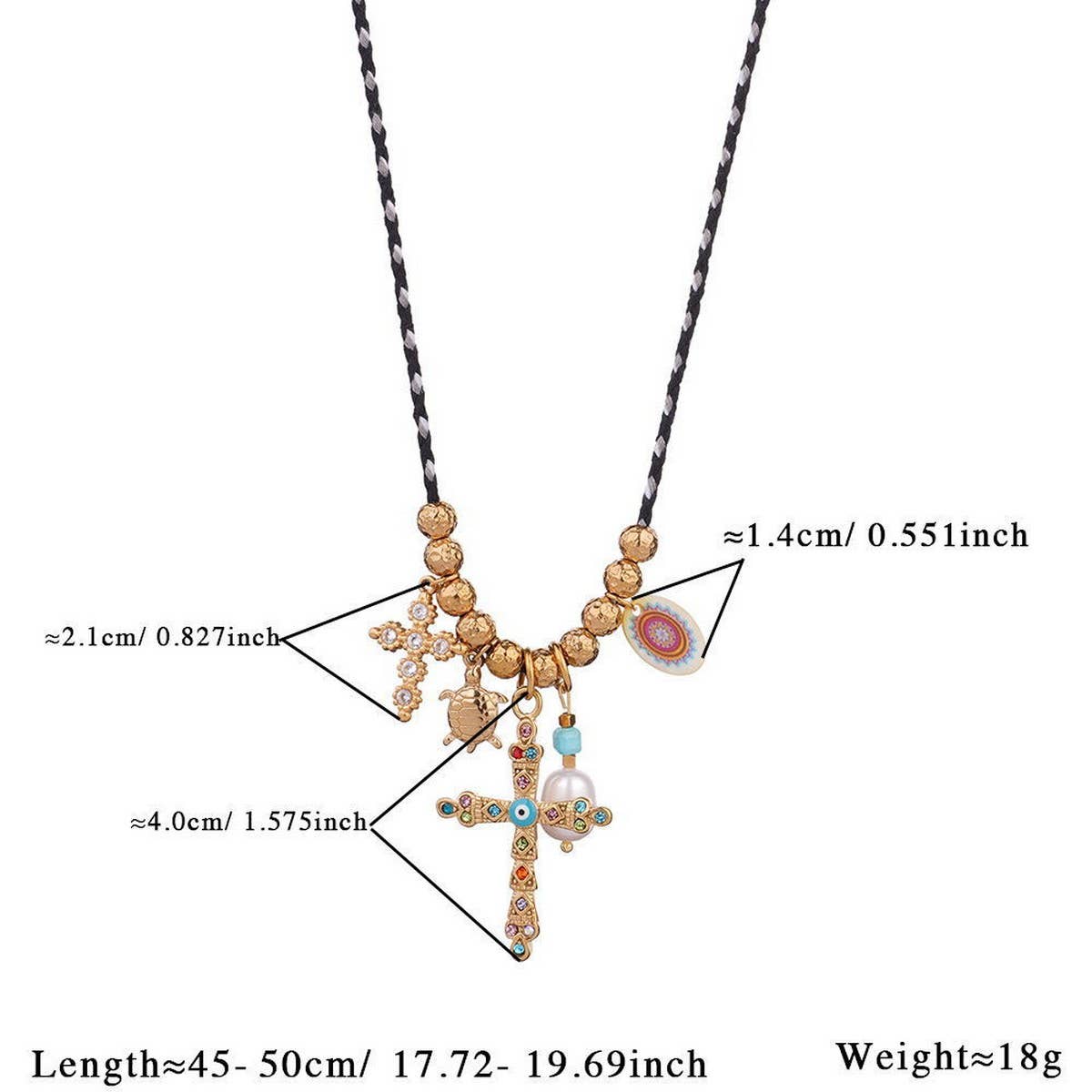 Zircon Cross Tarot Necklace with Natural Stone_CWMM7523