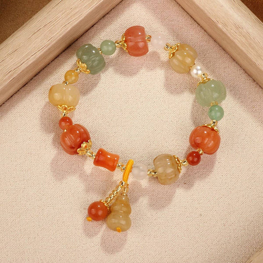 NEW ARTISTIC RETRO NATURAL GOLD JADE BRACELET