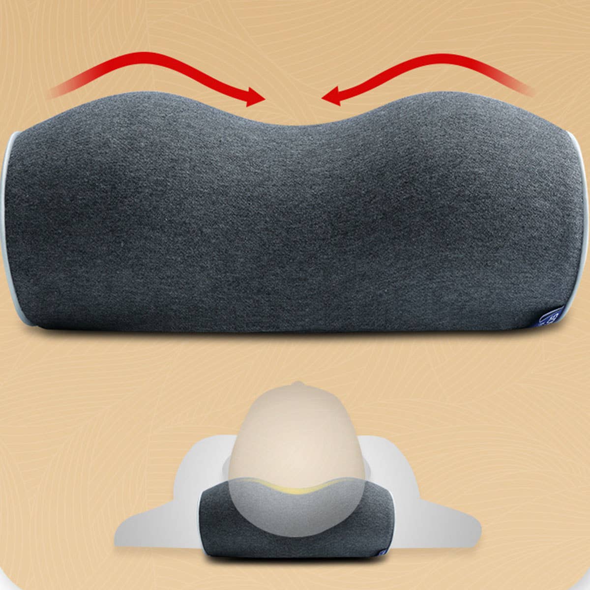 Ergonomic Cervical Traction Pillow, PU Memory Foam