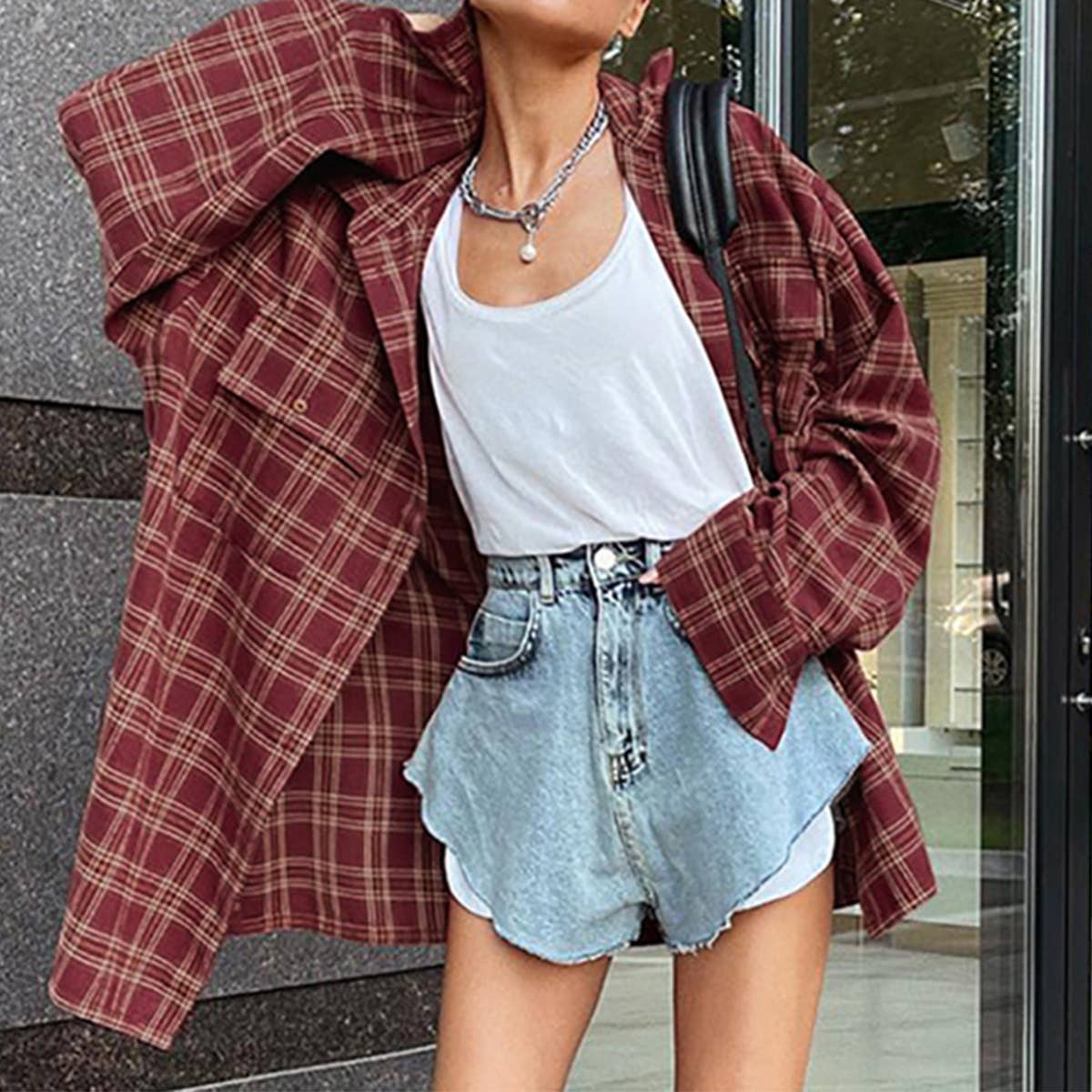 Vintage American plaid oversized shirt